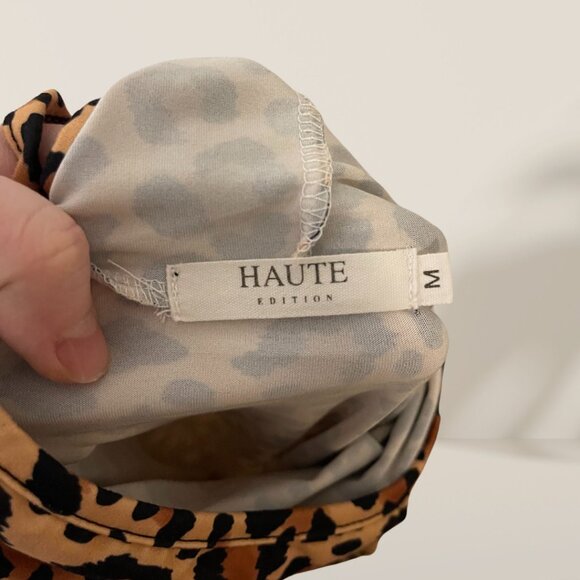 Haute Edition Leopard Print Cowl Neck Top w/ Built-In Mask 🐆 Size M - Picture 7 of 8